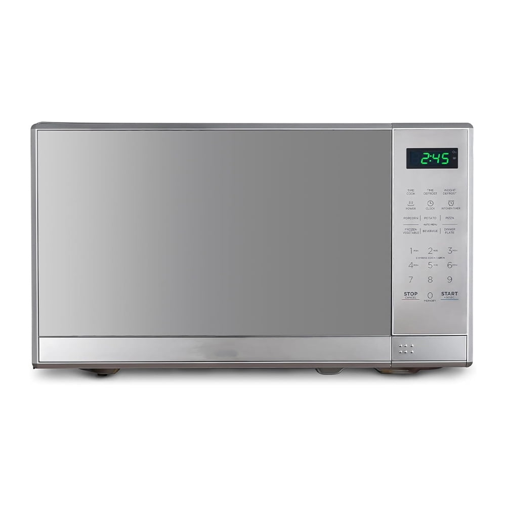 0.7 Cu Ft Microwave Oven w/10 Power Levels & Digital Display, Door Lock, Silver