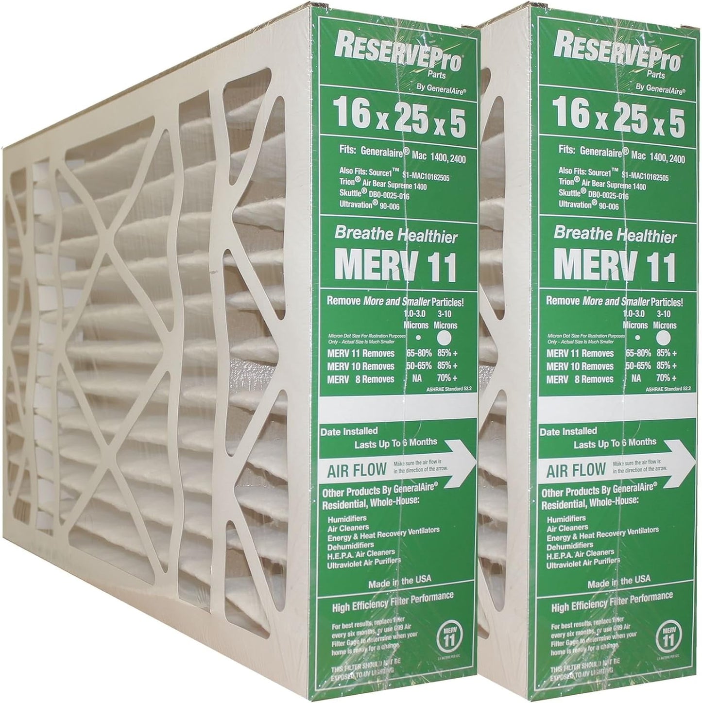 # 4541 MERV 11 for # GF 4511 16x25x5 furnace filter, Actual Size:15 5/8' x 24 3/16' x 4 15/16' Case of 2 Filters- MEASURE CAREFULLY BEFORE ORDERING !