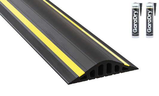 1 ?' High Garage Door Flood Barrier Threshold Kit (12'3') | Flexible PVC | Complete Kit Includes 2 Adhesives | GaraDry