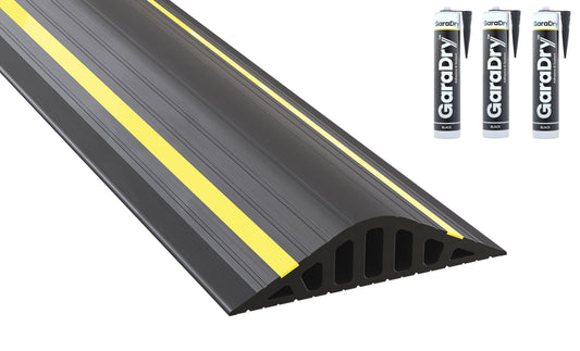 1 ?' High Garage Door Flood Barrier Threshold Kit (20'3') | Flexible PVC | Complete Kit Includes 3 Adhesives | GaraDry