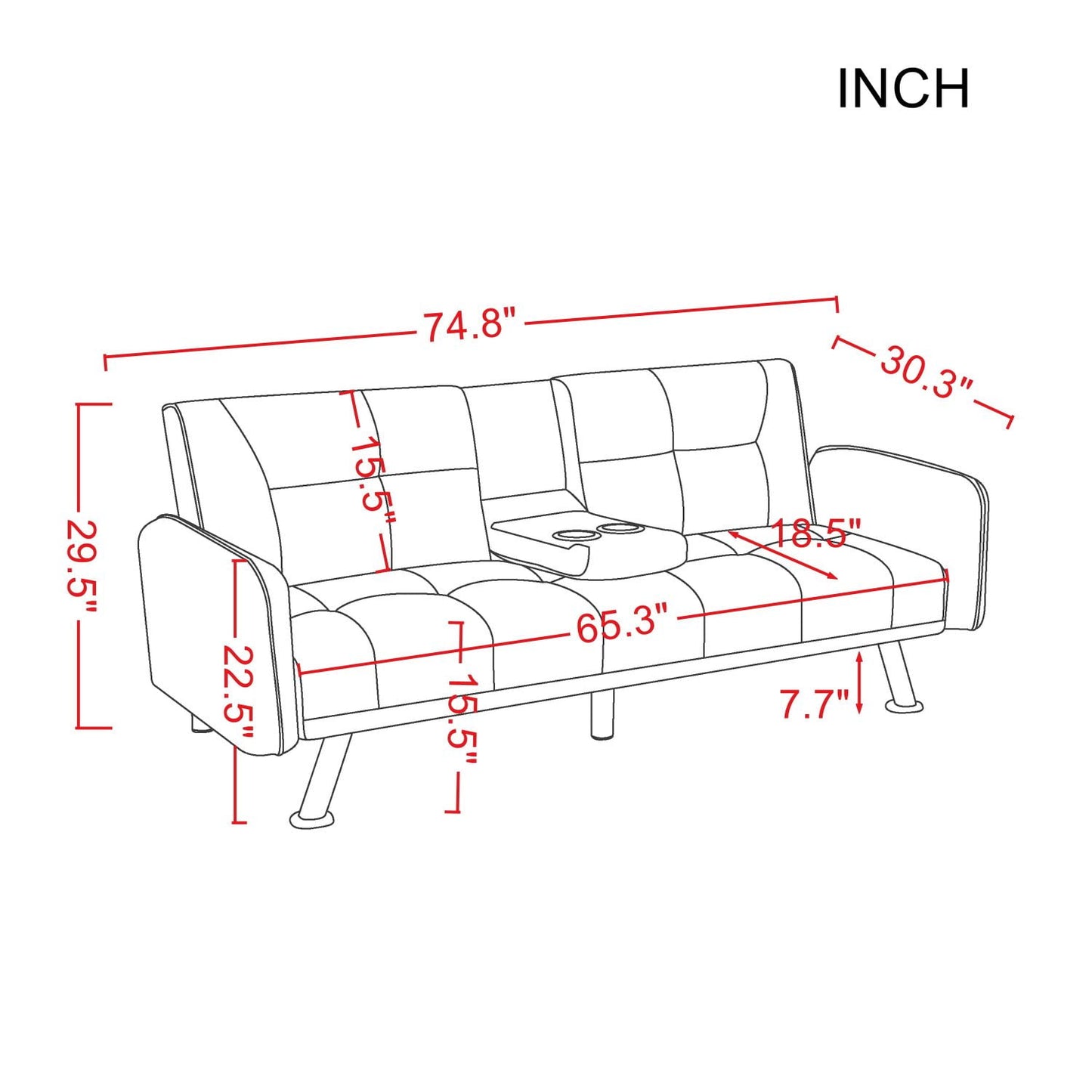 BSHTI Modern Adult Sleeper Couch Sofa Bed,Convertible Futon Couch with Sturdy Wooden Frame for Livingroom,Dark Gray