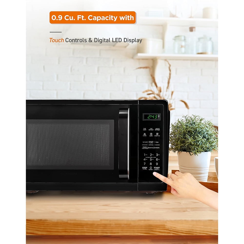 0.9 Cu.Ft Microwave Oven w/10 Power Levels & Pull Handle, Digital Display, Black