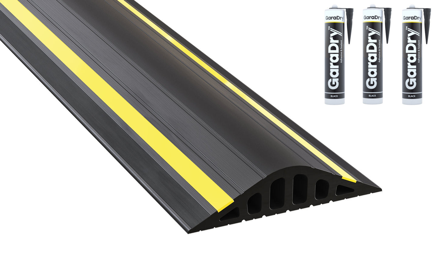 1 ?' High Garage Door Flood Barrier Threshold Kit (16'3') | Flexible PVC | Complete Kit Includes 3 Adhesives | GaraDry