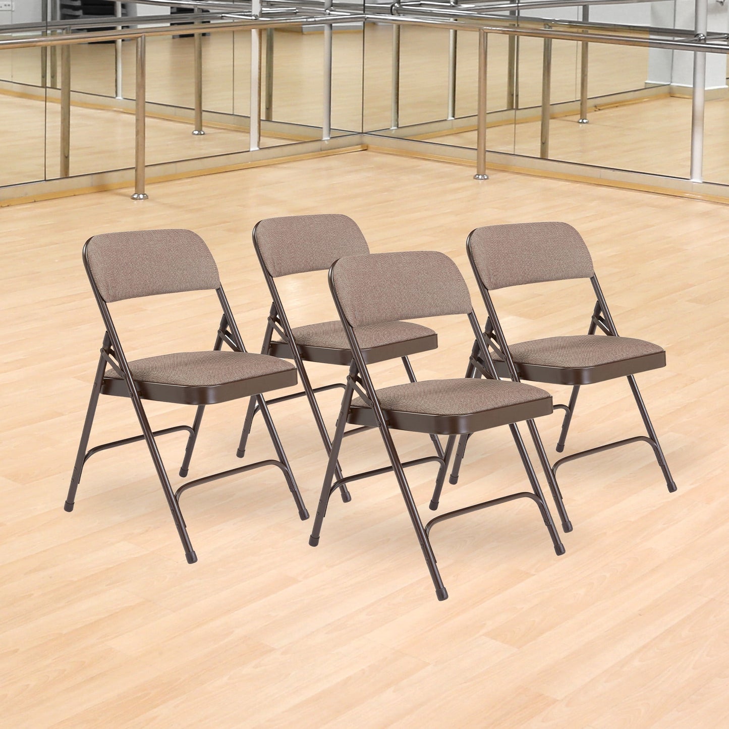 (Pack of 4) NPS? 2200 Series Fabric Upholstered Double Hinge Premium Folding Chair, Russet Walnut